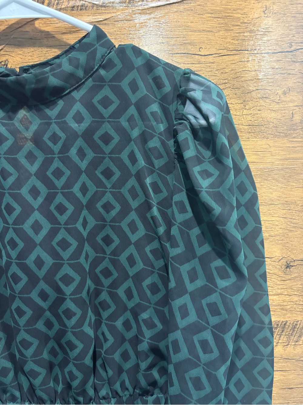 Zara Dark Green Long-Sleeve Ruffle Hem Dress - Picture 3 of 9